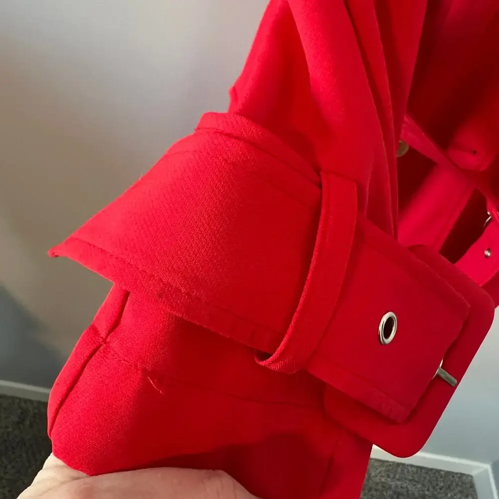 New without tags Walter Baker Freya Red Trench Coat Jacket Size Small - Picture 14 of 16